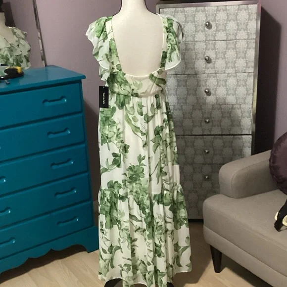Taylor Green and White Floral Maxi Dress - Picture 4 of 4